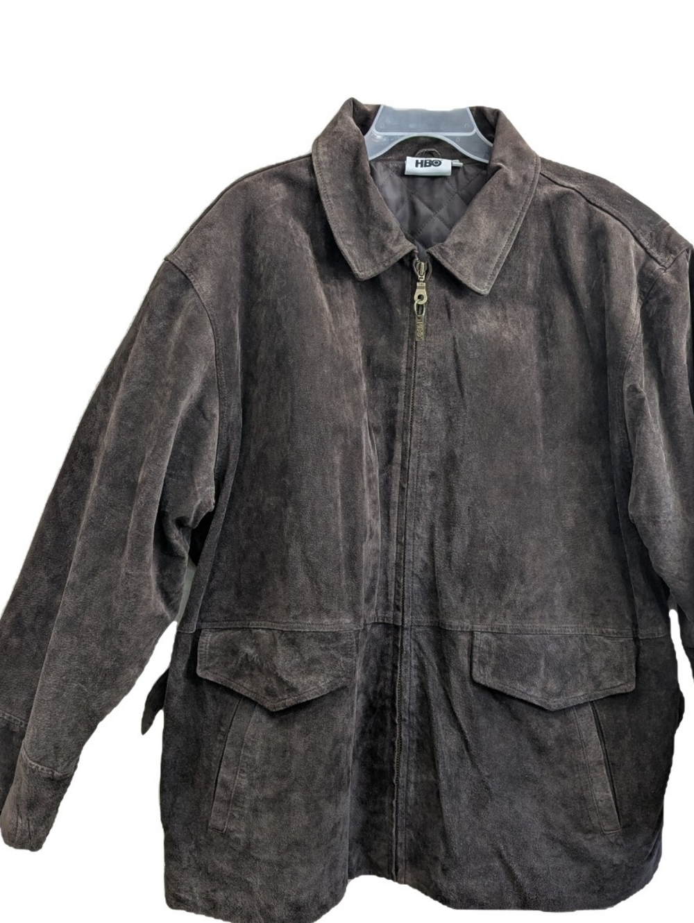 Made Exclusive for HBO Suede Leather Jacket Mens Size XXL Brown Zip Up